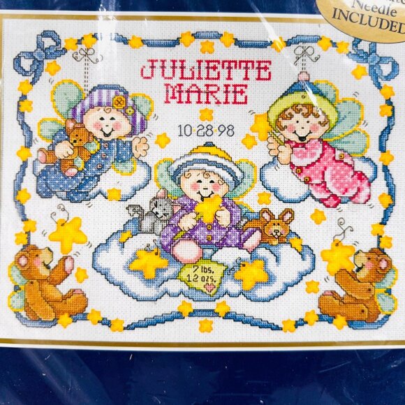 Bucilla Baby Counted Cross Stitch Birth Record Kit - New/Sealed (1998) - Picture 2 of 7